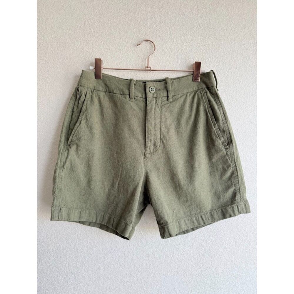 Abercrombie & Fitch Stretch Cotton Linen Blend Shorts in Green Stripe size 28